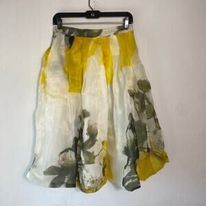 Eclectic Floral Watercolor Art To Wear Midi Skirt SZ M Fairy Avante Garde Artsy